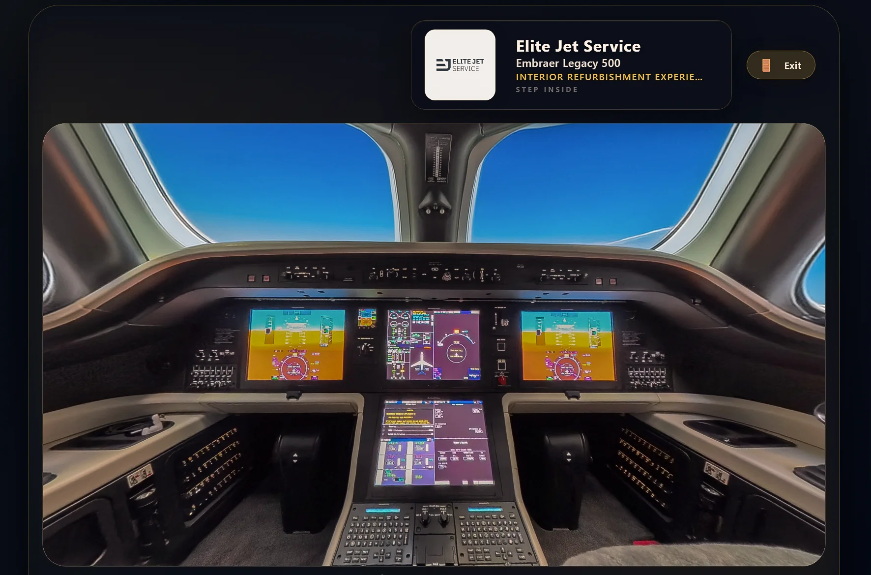 Innenraum eines Flugzeugs im Step Inside Projekt für Elite Jet